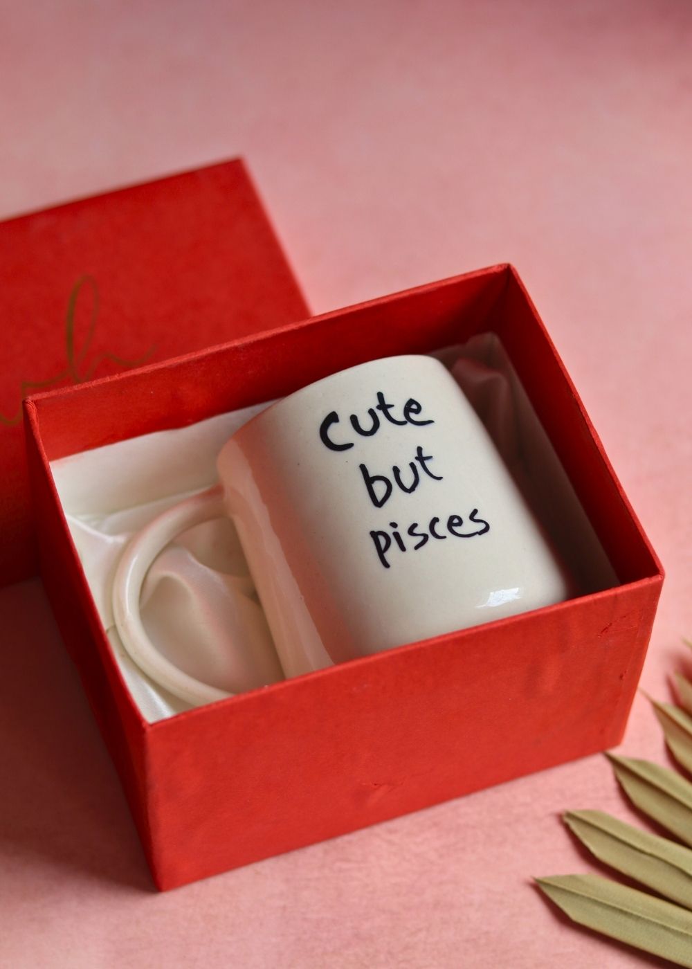 cute but pisces mug handmade in india 