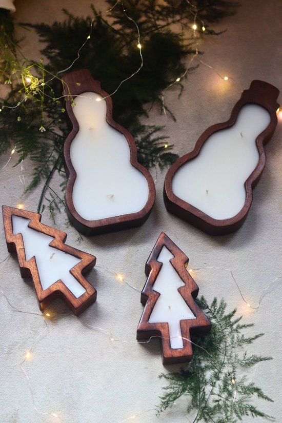 Christmas tree & snowman wax candles 