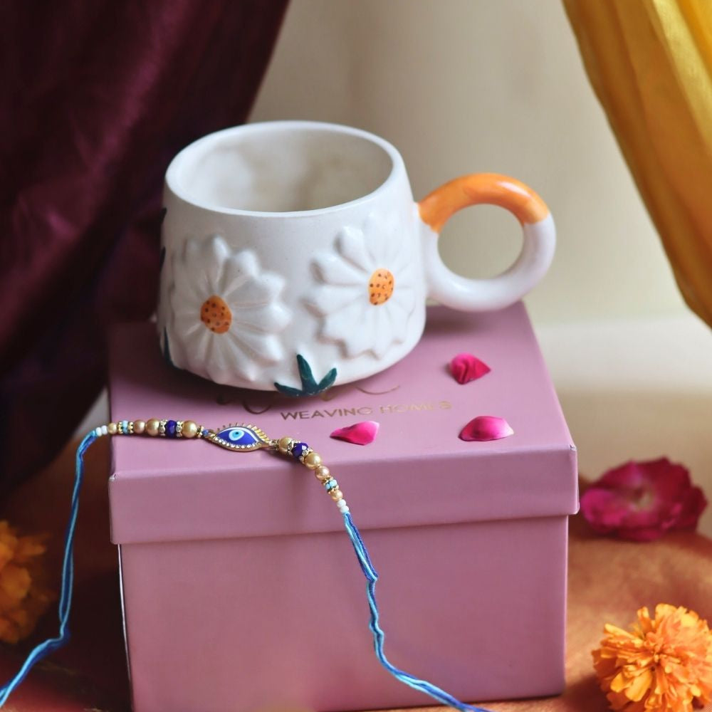 handmade Daisy Mug Rakhi Gift Box