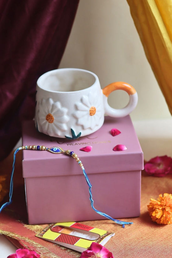 handmade Daisy Mug Rakhi Gift Box