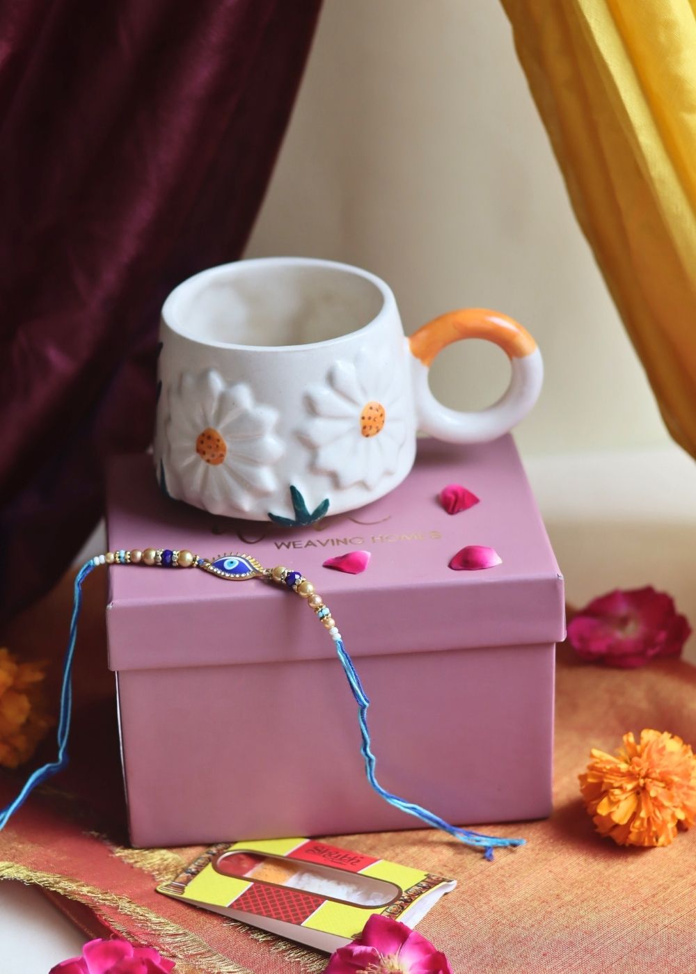 handmade Daisy Mug Rakhi Gift Box