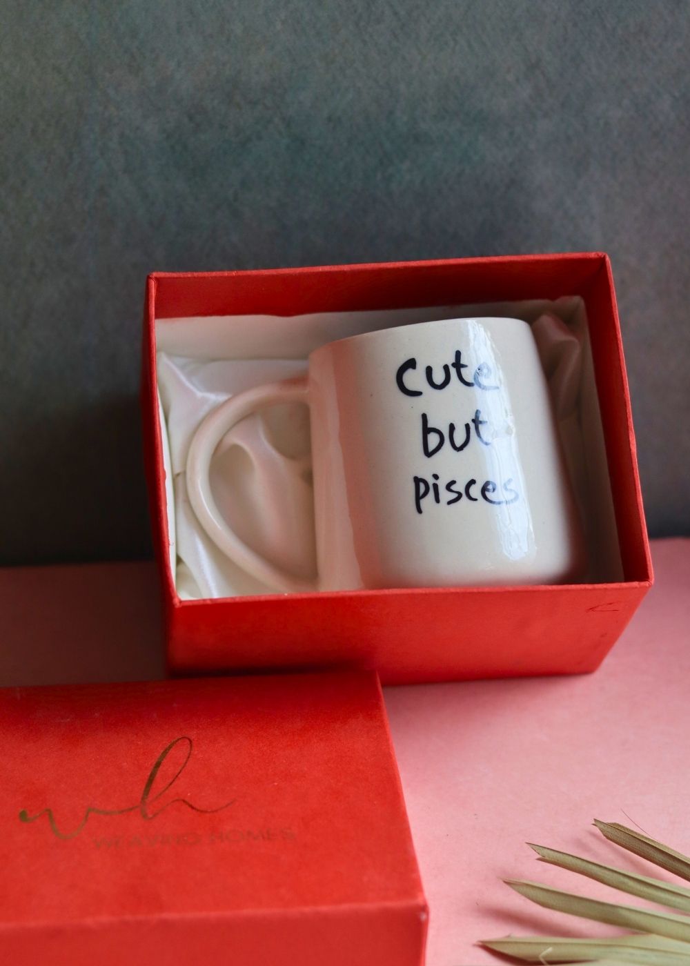 handmade cute but pisces mug in a gift box 