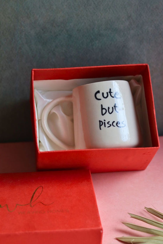 handmade cute but pisces mug in a gift box 