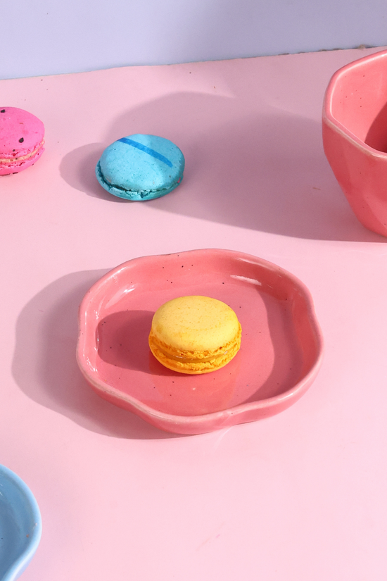 Salmon pink dessert plate 
