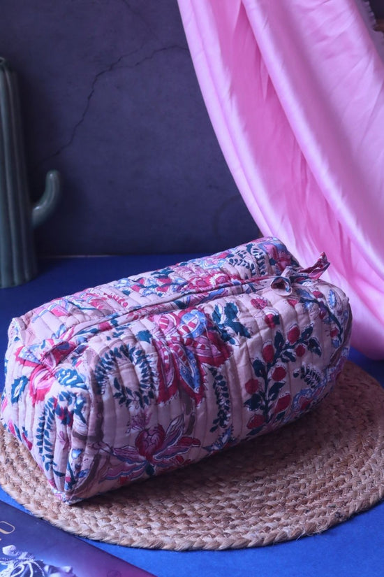 Handmade Floral Plush Toiletry Bag - Large