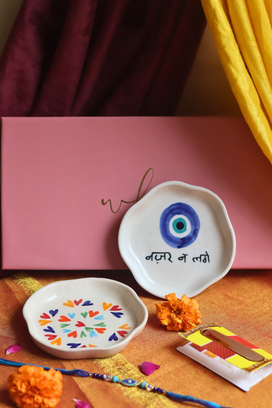LoveisLove & Nazar Handmade Dessert plate Rakhi Gift box with premium quality material