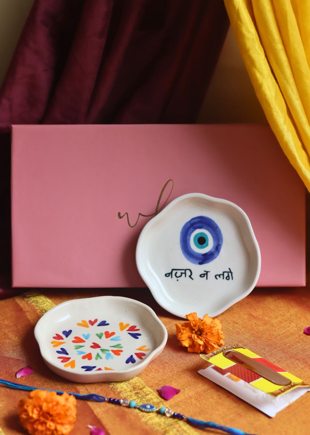 LoveisLove & Nazar Handmade Dessert plate Rakhi Gift box with premium quality material