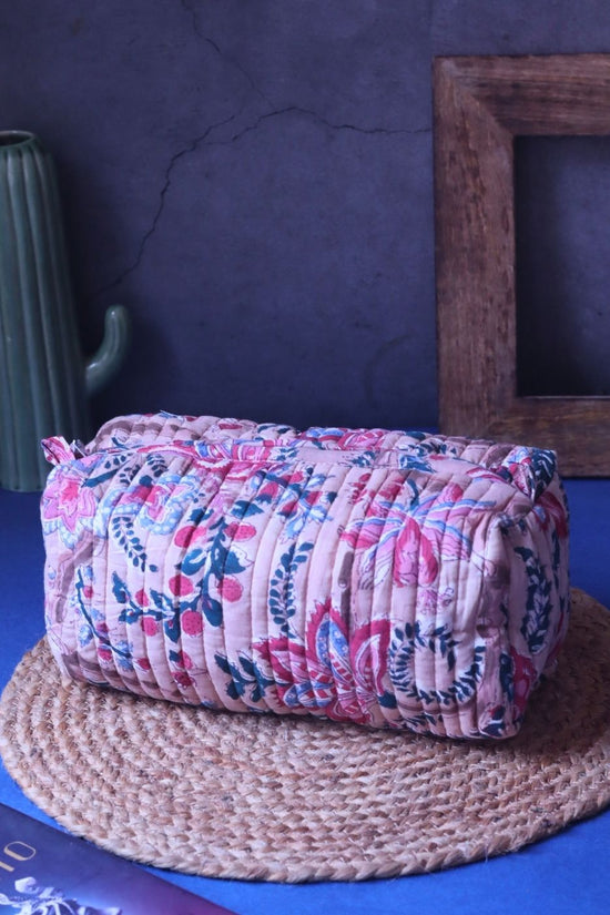 Floral Plush Toiletry Bag - Large made by cotton