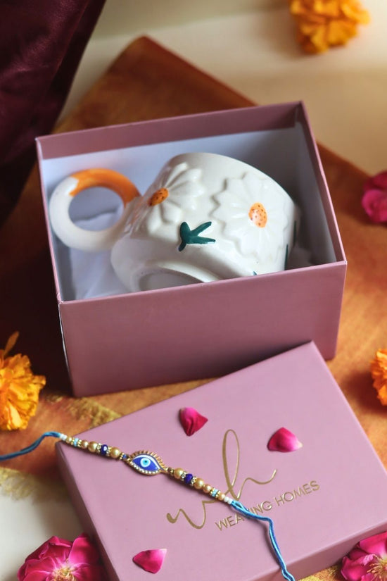 Daisy Mug Rakhi Gift Box with premium quality material