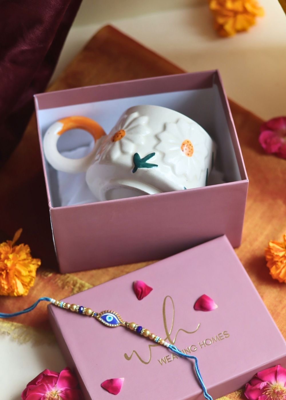 Daisy Mug Rakhi Gift Box with premium quality material