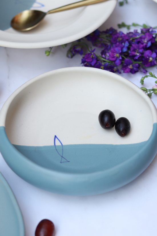 handmade coastal catch ceramic bowl 