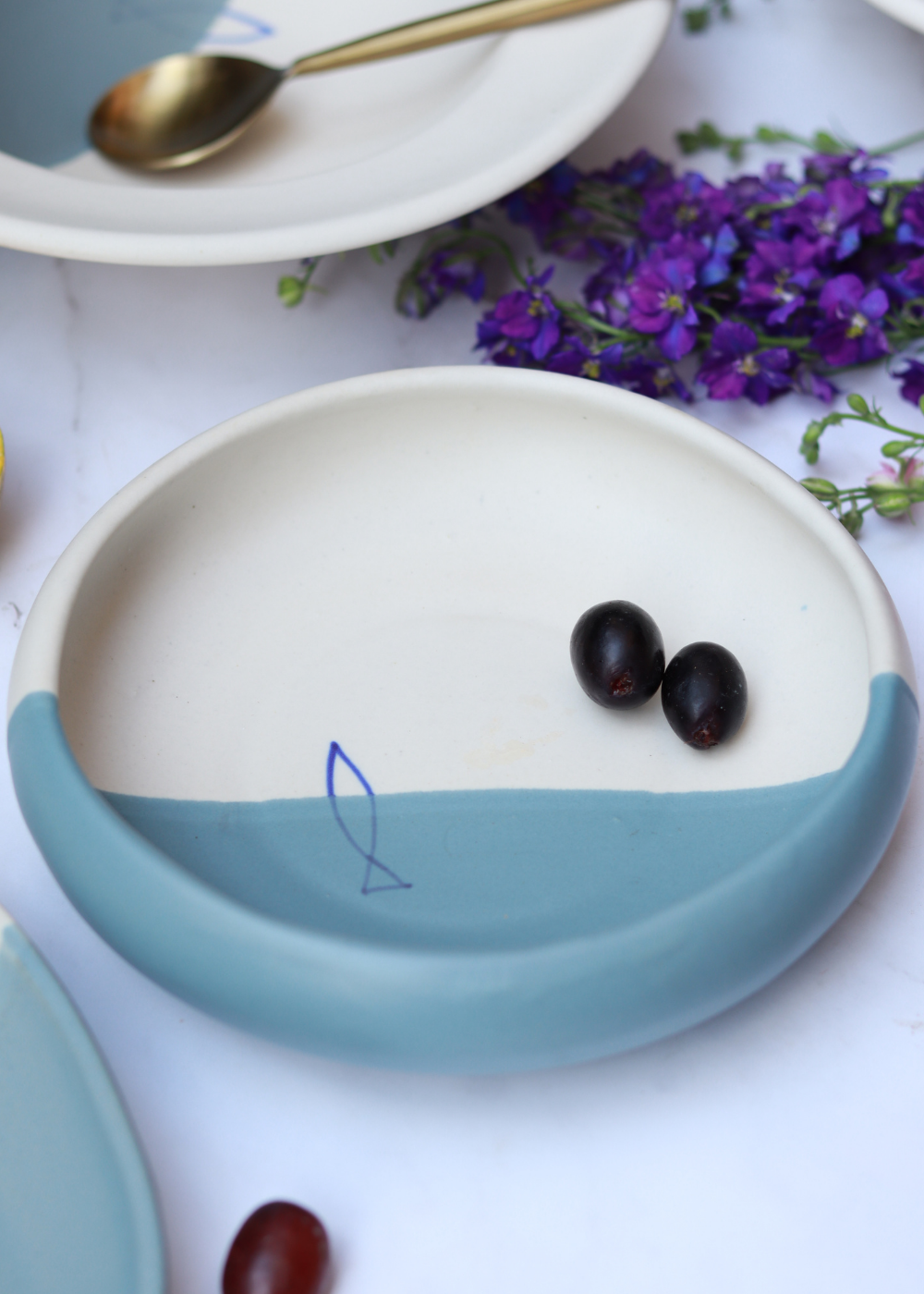 handmade coastal catch ceramic bowl 