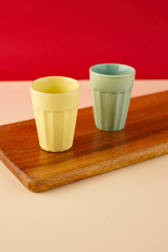 handmade lime & mint green espresso shot glass combo