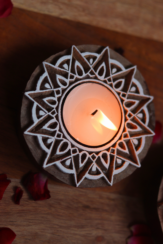  Decorative wooden tea light holder