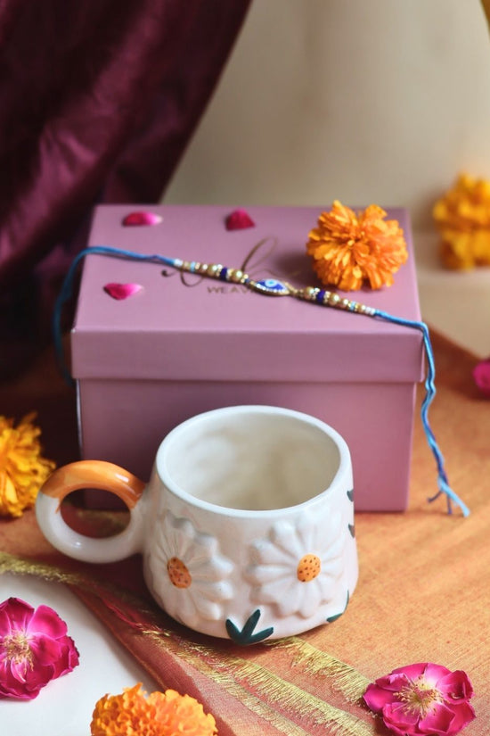 Daisy Mug Rakhi Gift Box handmade in India