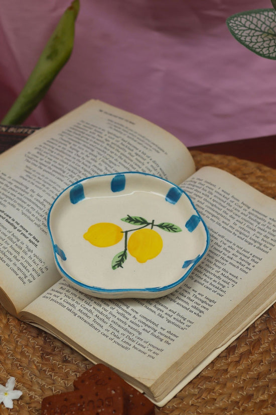 Lemon Handmade dessert Plate made by ceramic