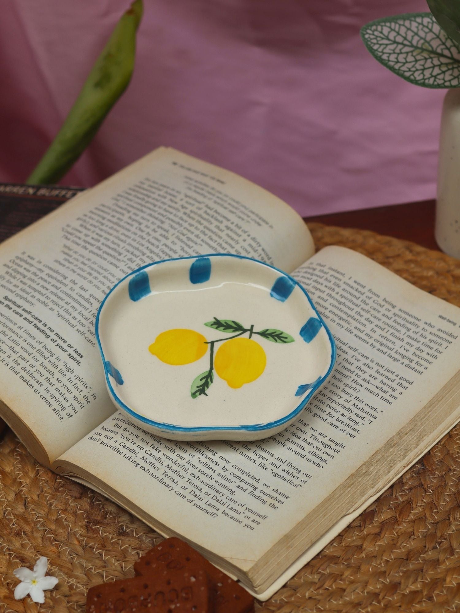 Lemon Handmade dessert Plate made by ceramic