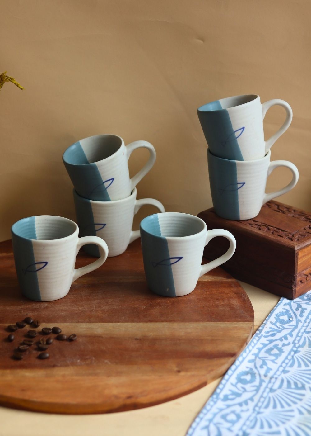 Coastal Catch Mug - Set of 6 made by ceramic