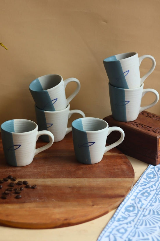 Coastal Catch Mug - Set of 6 made by ceramic
