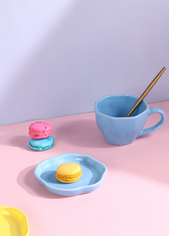 handmade blue ocean mug & dessert plate set of two combo