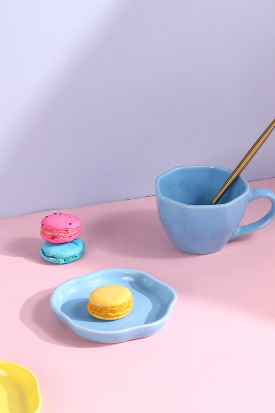handmade blue ocean mug & dessert plate set of two combo