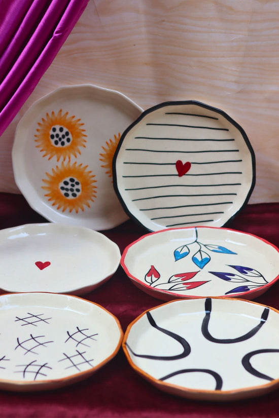 handmade Set of 6 Floral Feast Snack Plate (for the price of 5)