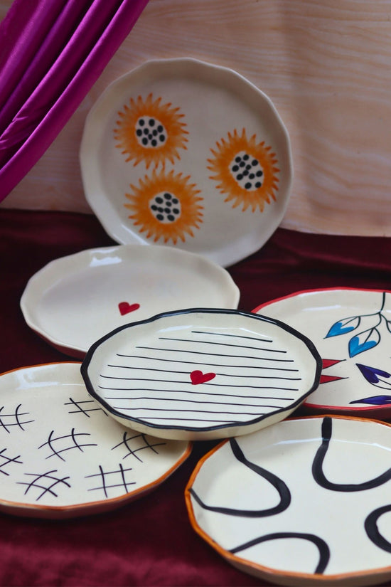 Set of 6 Floral Feast Snack Plate (for the price of 5) made by ceramic