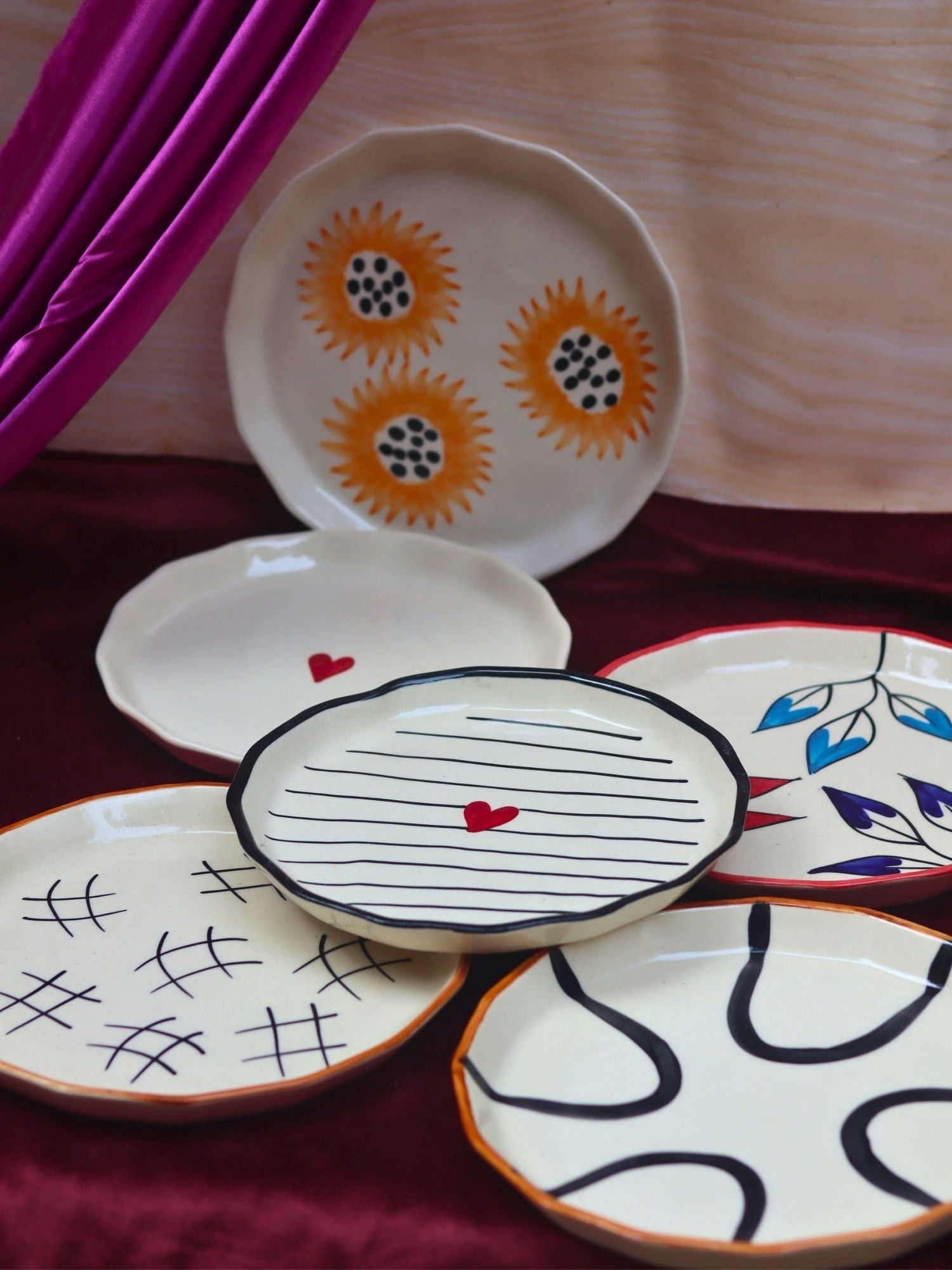 Set of 6 Floral Feast Snack Plate (for the price of 5) made by ceramic