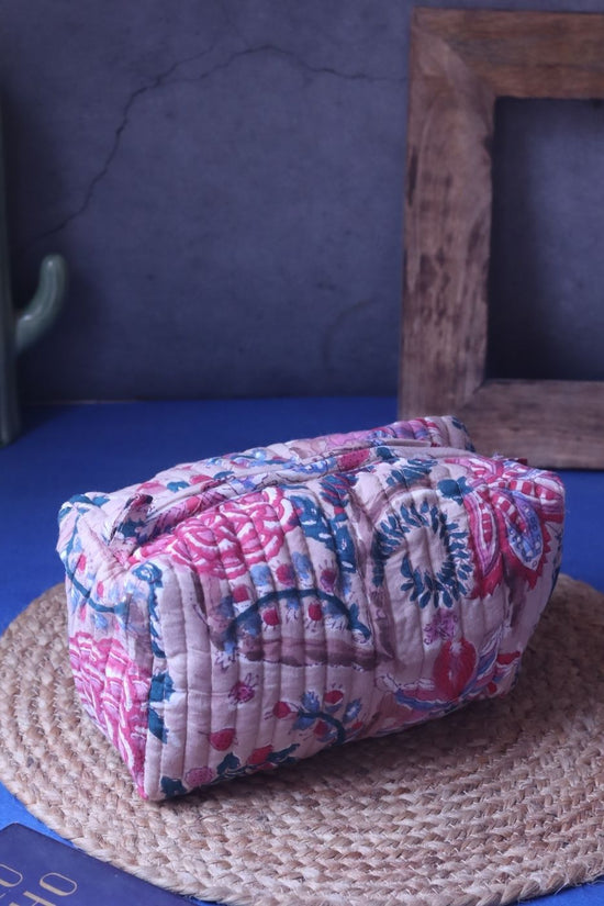 Handmade Floral Plush Toiletry Bag - Medium
