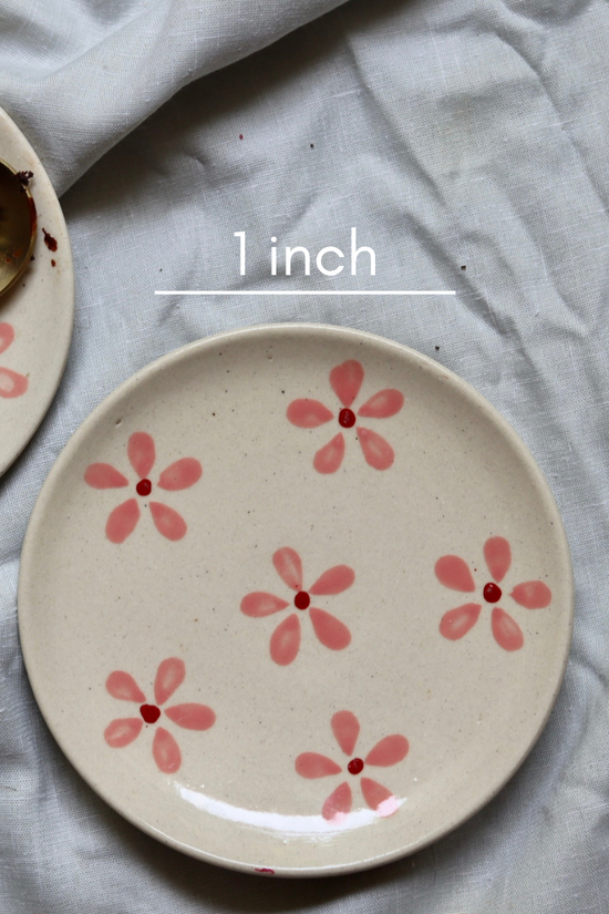 Pink flowers dessert plate height & breadth