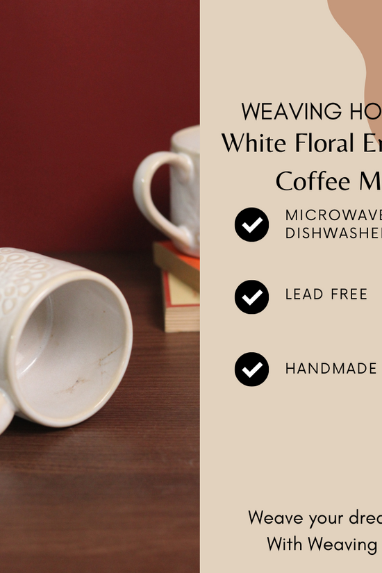 White & floral coffee mug specification