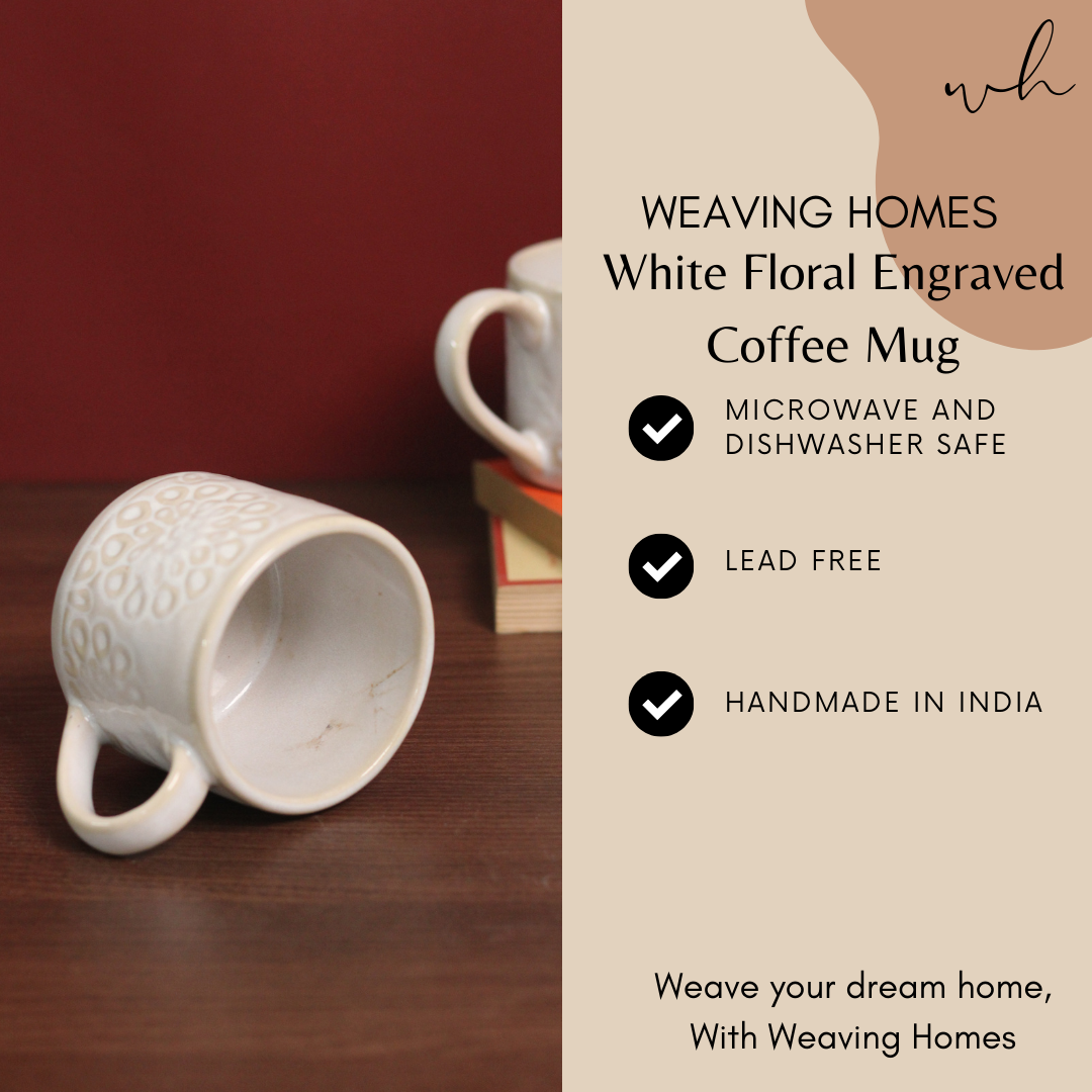 White & floral coffee mug specification