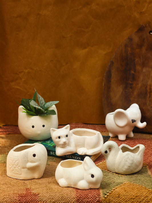 Set of 6 Little Creature Planter Combo (for the price of 5) made by ceramic