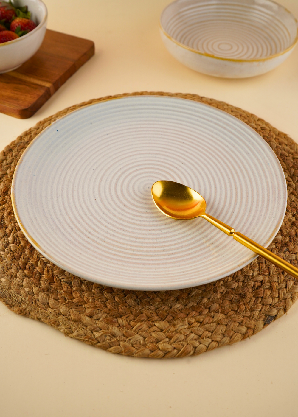 handmade pearl white dinner plate 