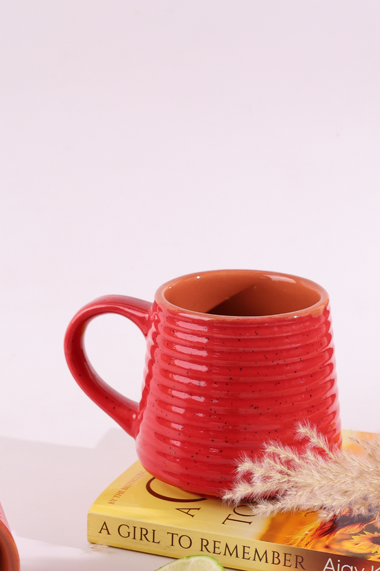 Red Ring Coffee Mug Handmade Ceramic 