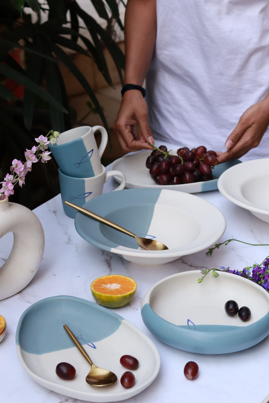 handmade coastal catch dinner set - table for one combo