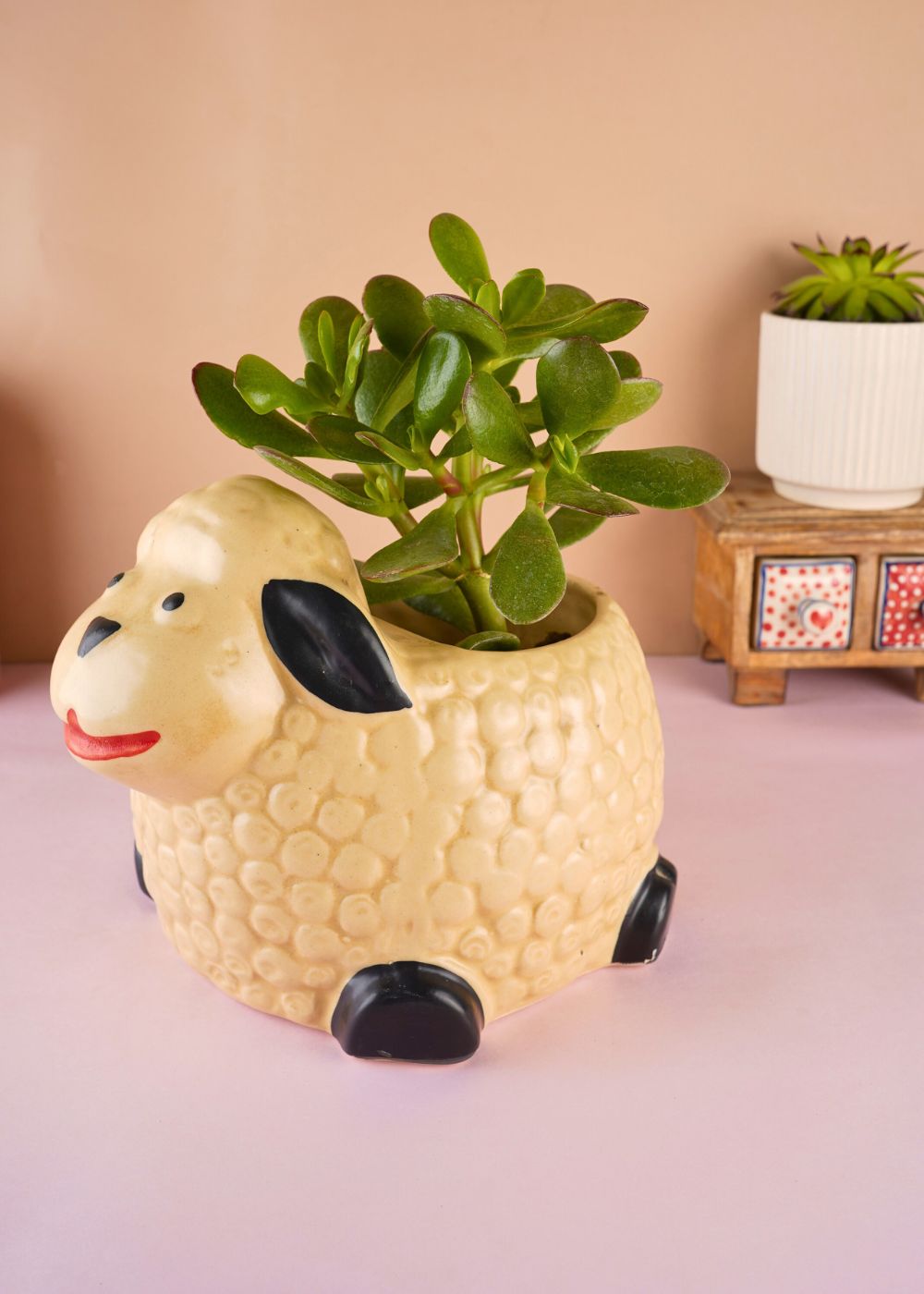 sheep planter with cream color
