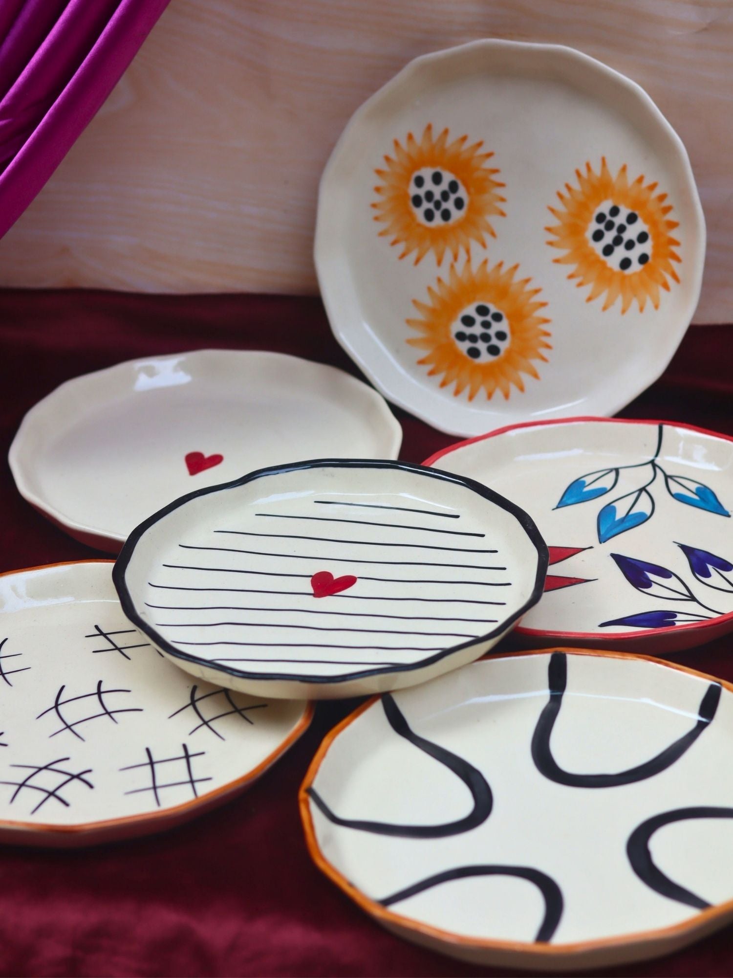 Set of 6 Floral Feast Snack Plate (for the price of 5) with premium quality material