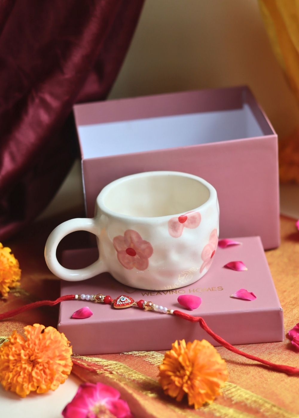 Floral Bliss Mug in a Gift box with Rakhi with premium quality material