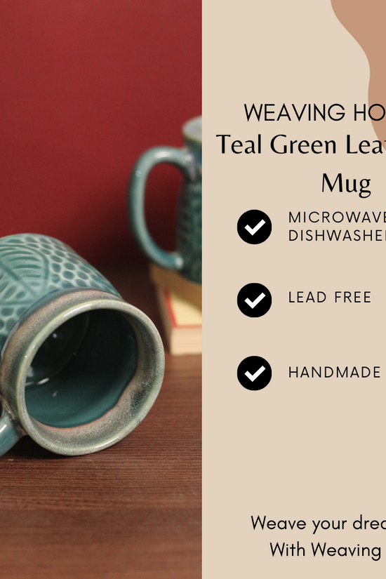Teal Green Leaf Coffee Mug