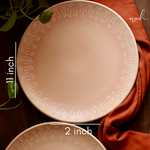 Blush pink carved dinner plate height & breadth