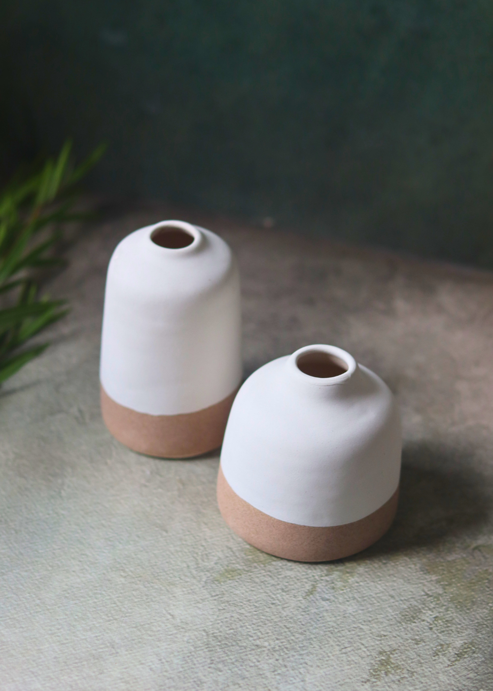 Ceramic white & sanded bud vases 
