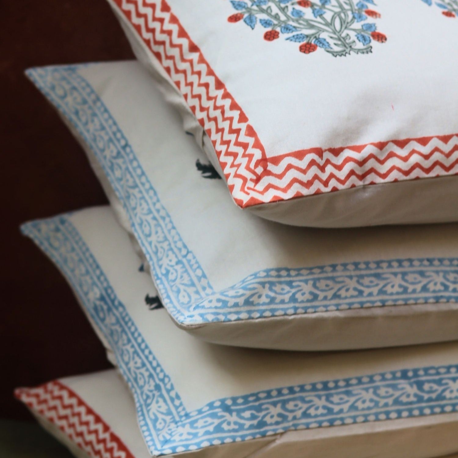 Handmade Pink Bloom & Blushing Blue Cushion Cover combo