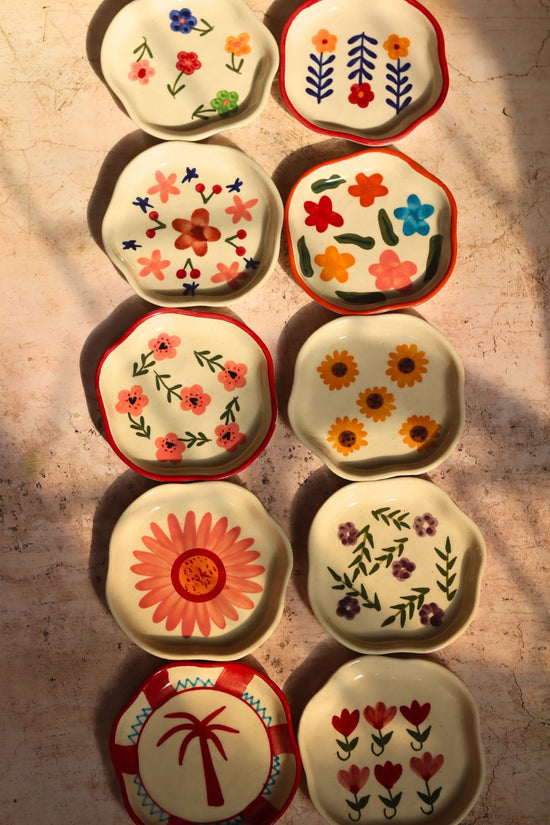 Set of 10 Spring Garden handmade Dessert plates (for the price of 7) made by ceramic