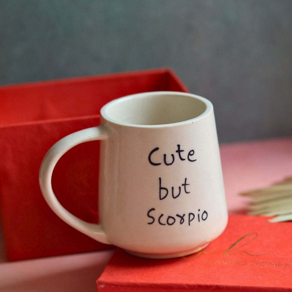 Handmade cute but scorpio mug in a gift box 