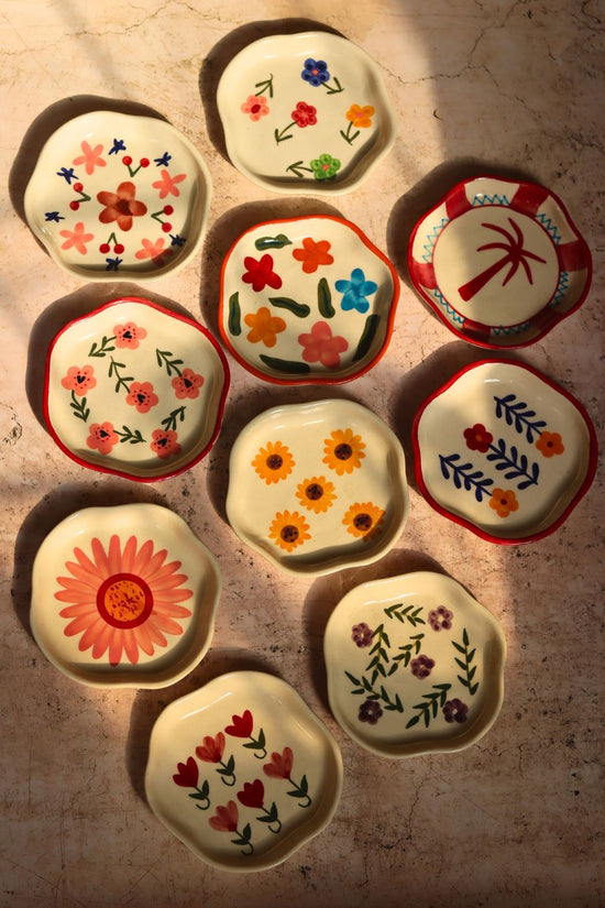 Set of 10 Spring Garden handmade Dessert plates (for the price of 7) with premium quality material