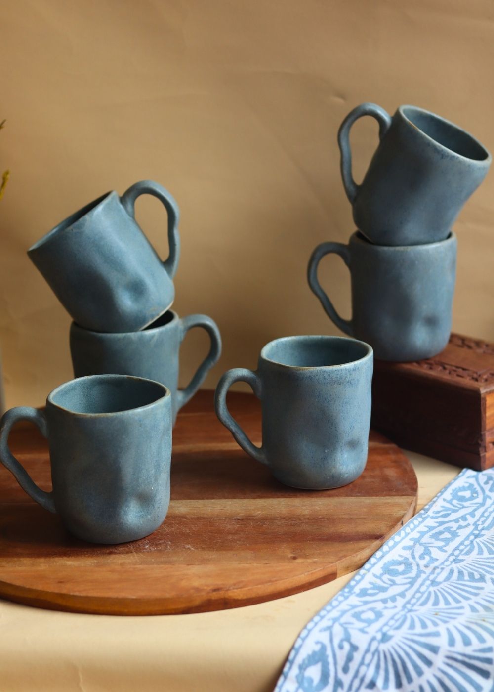 Earthy Wavy Mug - Set of 6 handmade in india