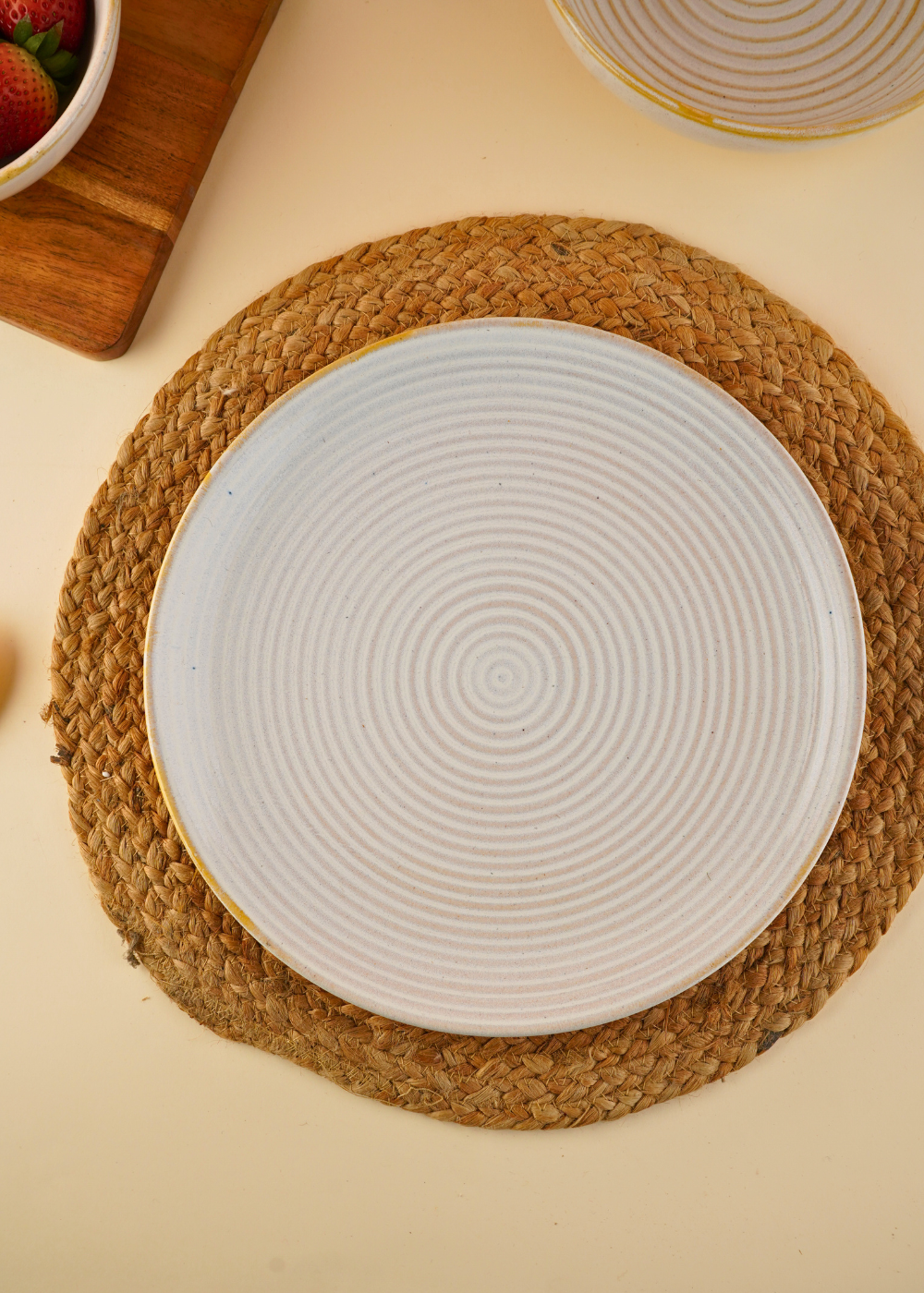 pearl white dinner plate handmade in india 