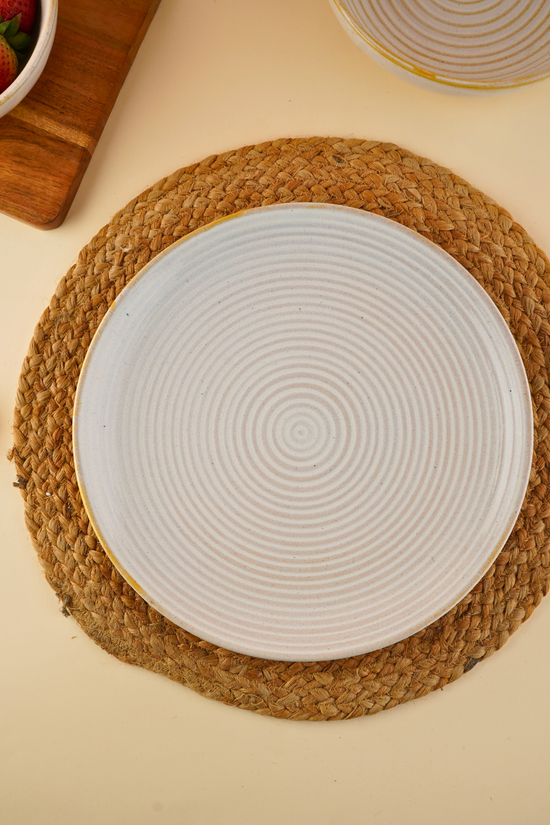 pearl white dinner plate handmade in india 