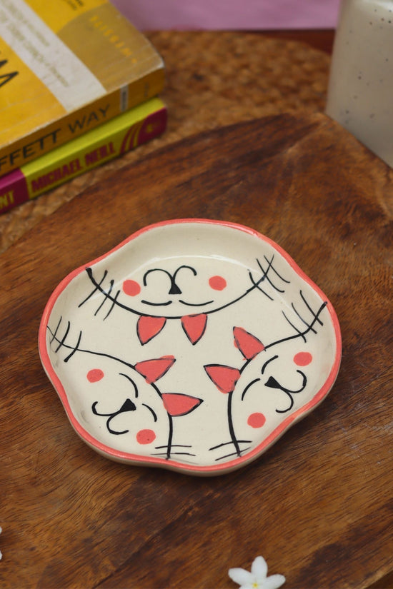 Cats - Handmade Dessert Plate made by ceramic